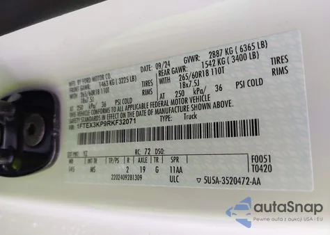 2024 Ford F-150 Xlt z USA, uszkodzony, nr VIN 1FTEX3KP9RKF32071